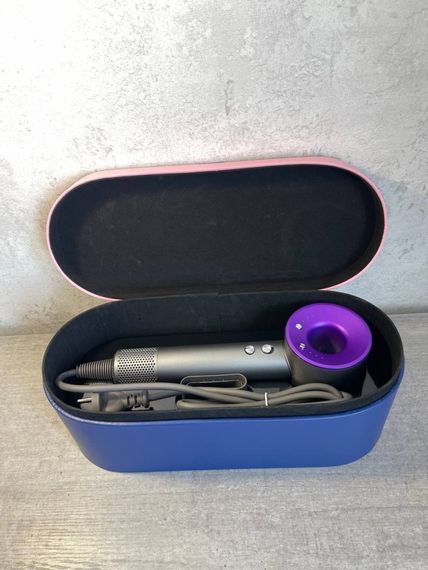 Фен  Super Hair Dryer фіолетовий з іонізацією та турборежимом з кесом на 1 насадку | Зображення 1