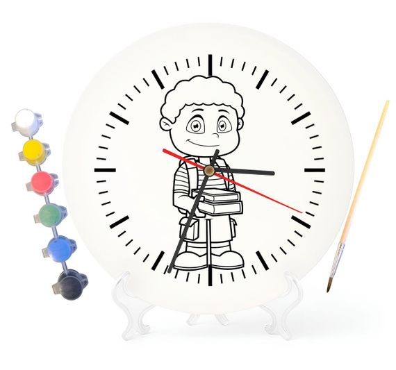 Детский набор для творчества часы раскраска Школьник 30 см (Г0207)