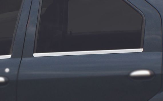 Зовнішня окантовка стекол (4 шт, нерж) Carmos - Турецька сталь для Dacia Logan II 2008-2013 рр