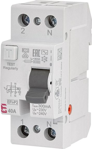 Реле диференційне ETI  (ПЗВ) 2р EFI-P2 40/0,3 тип AC (10kA) (2061232)