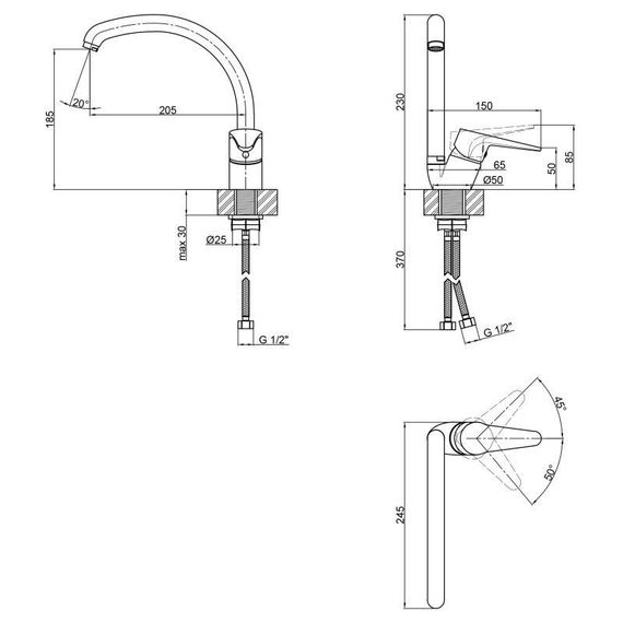 Смеситель для кухни Lidz Nicole 008F (k35) LDNIC008FCRM21877 Chrome | Зображення 1