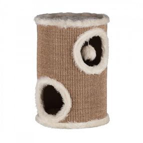 Дряпка Trixie для котів Edoardo з будиночком та іграшкою на мотузці сизаль/плюш бежева 33х50 см