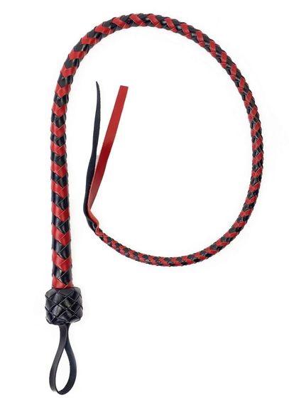 Батіг з рукояттю з натуральної шкіри Art of Sex - Whip 120 см, Чорно-червоний | Зображення 1