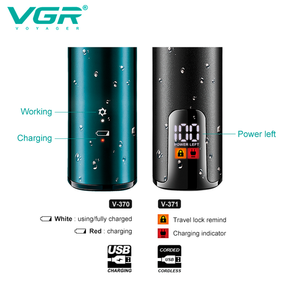 Электробритва VGR V-371 шейвер, тройное лезвие, IPX5, LED дисплей | Зображення 6