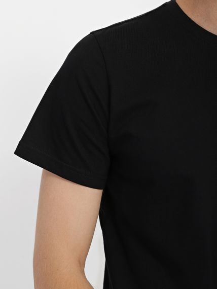 Футболка чоловіча з круглим вирізом однотонна чорна, L | Зображення 7