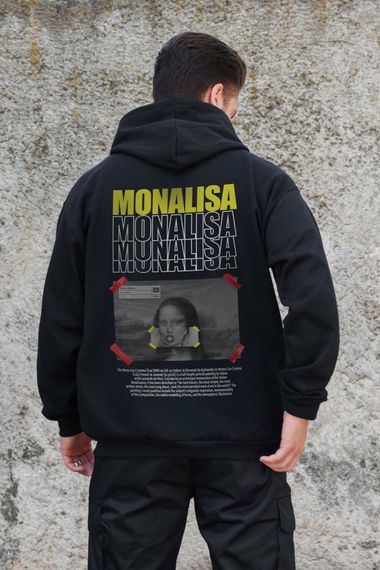 Утеплене зіп худі на флісі зіпер з принтом Monalisa Without Kane Black | Зображення 1