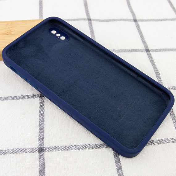 Чехол Silicone Case Square Full Camera Protective (AA) для Apple iPhone XS / X (5.8") Темно-синий / Midnight blue | Зображення 2