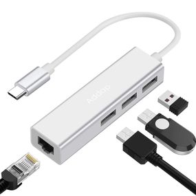 USB Type-C Хаб | адаптер на 3 порта USB 3,0 для ноутбука Addap MH-05, с интернет подключением Ethernet RJ-45 1000 Мбит/с
