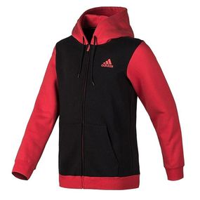 Толстовка спортивная мужская adidas Attack Hoodie AA7637 (черная с красным, хлопок, на молнии, логотип адидас)