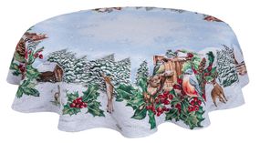 Скатертина гобеленова SQUIRREL Limaso, Ø180, Кругла, Новорічний, Срібний люрекс, 75% поліестер, 22% бавовна, 3% акрил, Гобелен