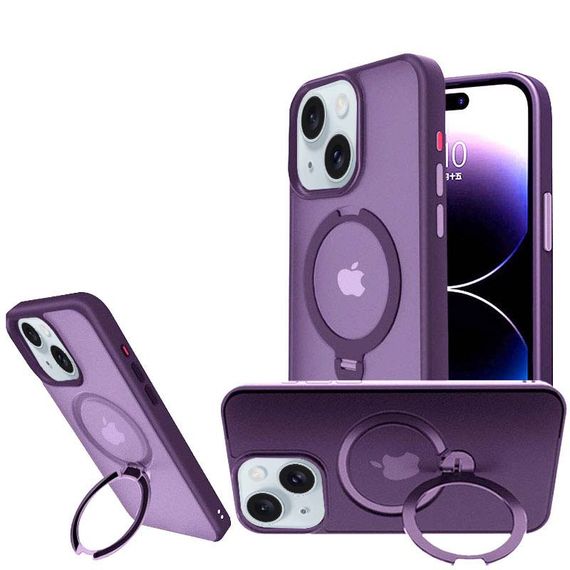 TPU+PC чохол Metal Buttons with MagSafe Colorful HQ Ring для Apple iPhone 14 / 13 (6.1") | Зображення 2