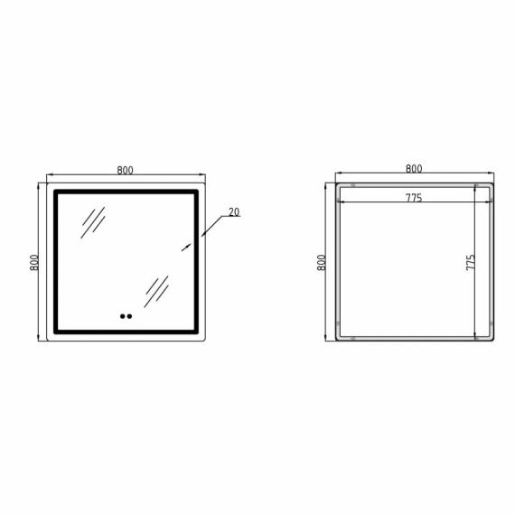 Дзеркало Qtap Mideya 800x800 з LED-підсвічуванням Touch, з антизапотіванням, димером QT2078NCF8080W | Зображення 1