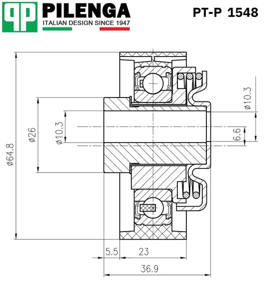 Ролик ременя ГРМ з ексцентриком (натяжний) ГРМ Pilenga PT-P 1548 | Зображення 4