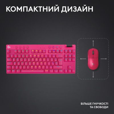 Клавиатура Logitech G PRO X TKL Lightspeed Tactile USB UA Magenta (920-012159) | Зображення 7