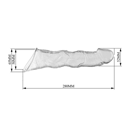 Подовжуюча насадка на член - Pretty Love Extension Penis Sleeve Clear, 28 см | Зображення 9