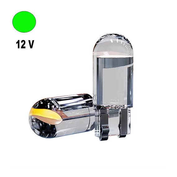 Автолампа Terra T10/W5W, цоколь W2.1x9.5d, COB, скло, зелений, 12 В | Зображення 1