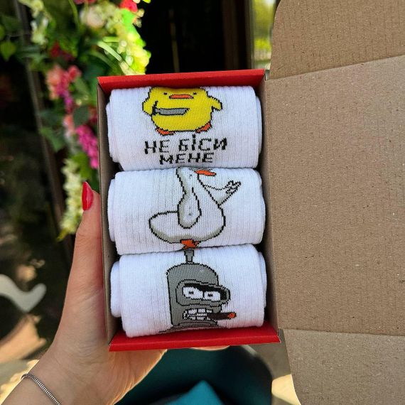 Подарочный набор мужских носков в коробке размер 40-45 3 пары цвет белый  ч3бокс044 | Зображення 8