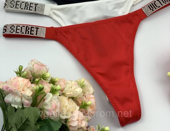 Стринги Victoria's Secret зі стразами на вибір, жіночі стринги Вікторія Сікрет, стринги Вікторія Сікрет L, Червоний, Гладячні (класичні) | Зображення 6
