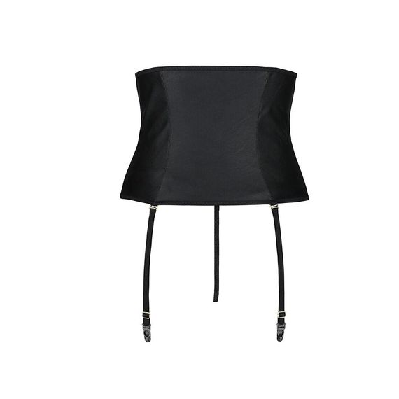Пояс-корсет з екошкіри CELINE SET black — Passion: шнурівка, знімні пажі для панчіх, стрінги, L/XL | Зображення 5