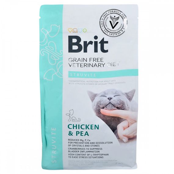 Корм сухий Brit Grain Free VetDiet Cat Struvite для котів з сечокам яною хворобою з куркою та горохом 2 кг | Зображення 2