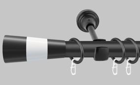 Карниз для штор металевий, однорядний 19 мм , Чорний Валео (чорний+білий) 240 див.