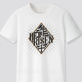 Футболка з християнським принтом He is Risen, Він Воскрес. FH-1