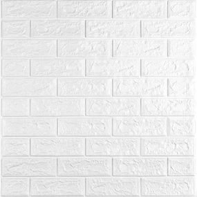 3D панель самоклеюча цегла Білий Матовий 700х770х5мм (001-5M) SW-00000587