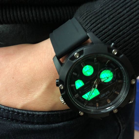 Годинник наручний чоловічий SKMEI 1757BKWT BLACK-WHITE, армійський годинник протиударний. Колір: чорний | Зображення 8