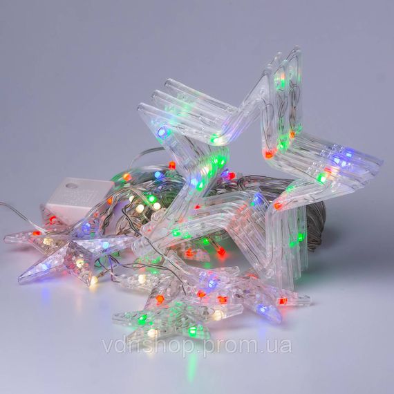 Гірлянда штора 3х0,7 м Зірки на 108 LED лампочок світлодіодна 6 великих та 6 маленьких зірок 9В 8 режимів 1733053ML | Зображення 7