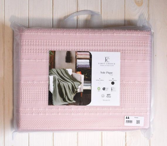 Вафельная Простынь-покрывало First Choice Sole 220×240 см. Pudra | Зображення 3
