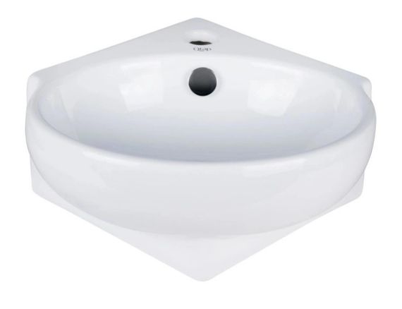 Комплект Qtap Leo N: Раковина підвісна кутова овальна 380x360x130 мм WHITE + Донний клапан PU02O (QT11115010WN47331) | Зображення 6