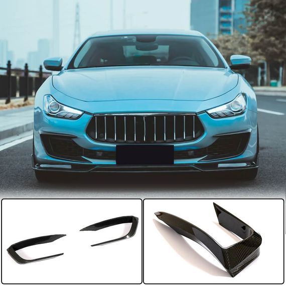 Накладки на передній бампер (для Base 2018-2020, Карбон) для Maserati Ghibli рр