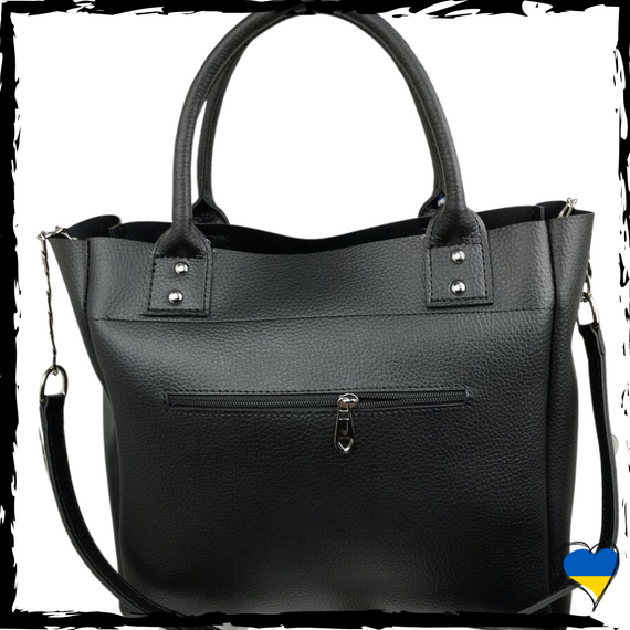 Женская сумка с экокожи. Качественная, вместительная. Сумка черная, бежевая | Зображення 6