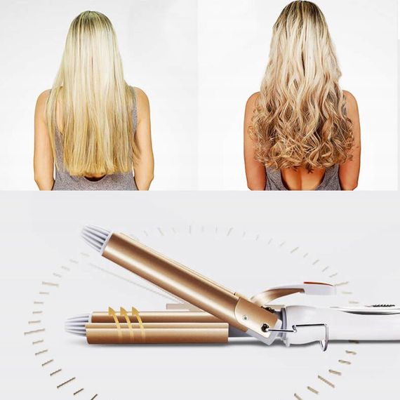 Потрійна плойка хвиля для волосся Geemy GM 1988 / Стайлер для завивки локонів | Зображення 4
