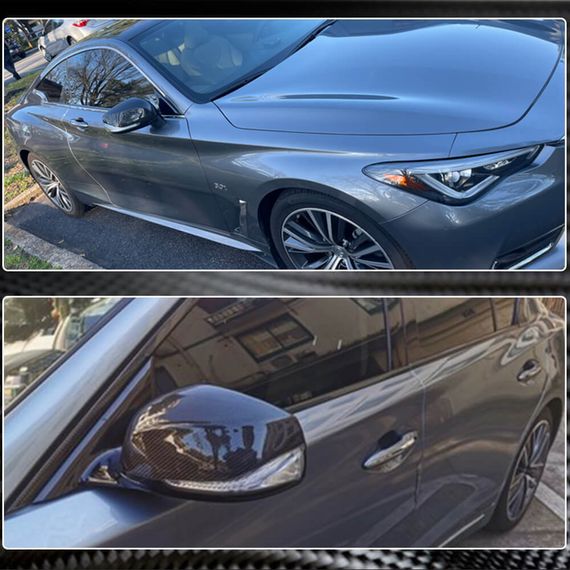Накладки на Зеркала V1 (Карбон) для Infiniti Q50/Q60 2013-2024 гг | Зображення 3