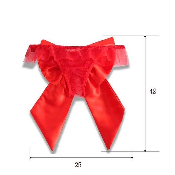 Сексуальні трусики з бантом червоний | Зображення 2