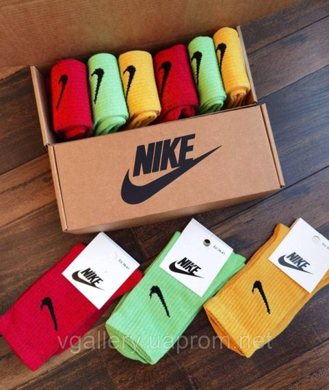 Шкарпетки високі Nike різні кольори, жіночі шкарпетки Найк різнокольорові, спортивні шкарпетки, 41-45 Салатовий | Зображення 2