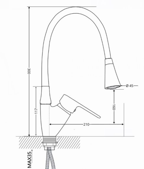 Змішувач для кухні Lidz Tani 008F3 з гнучким виливом (k40) Grey / Chrome LDTAN008F3GCR39507 | Зображення 1
