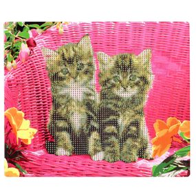 Алмазная мозаика "Пушистые близнецы" 178195 картон, неполная выкладка 21х25 см