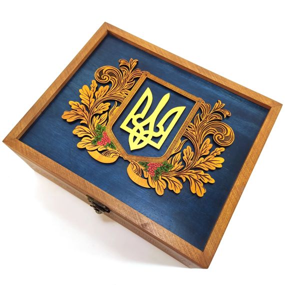 Ящик с крышкой Герб Украины 24,5х19,5х10,8 см Мастерская мистера Томаса Дерево Лак | Зображення 2
