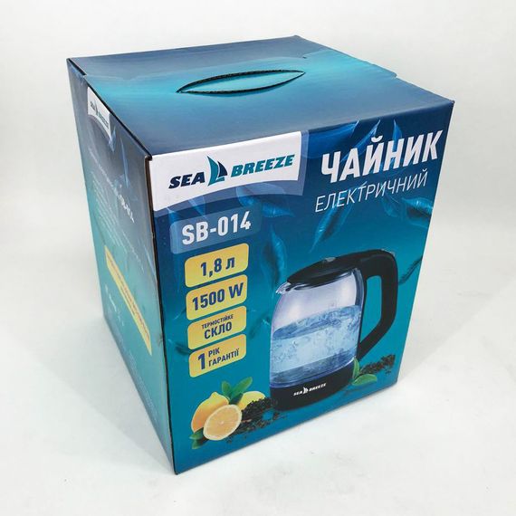 Хороший электрический чайник SeaBreeze SB-014 1.8 л 1800 Вт, Электрочайник с led подсветкой BG-53 | Зображення 8