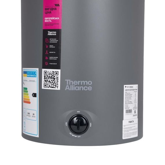 Водонагрівач електричний Thermo Alliance 100 л, Grey, універсальний, мокрий ТЕН 1,5 кВт D100VH15Q3G | Зображення 4