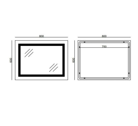 Дзеркало Mixxus WARM MR02-80x60-CASE з LED Touch, Anti-fog, димером, регулюванням яскравості, годинником (MI6671) | Зображення 1