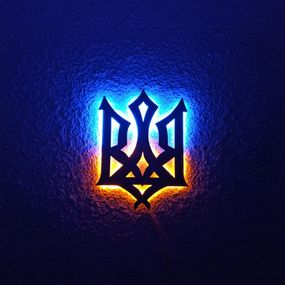 Панно декоративне картина на стіну Тризуб LED підсвітка 210x285 acr-p000002