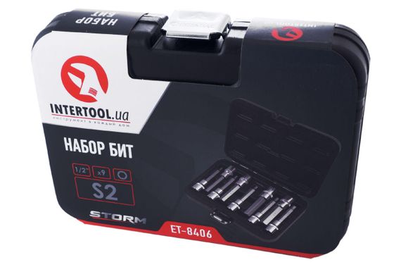 Набор бит HEX Intertool - 1/2" x H4-H17 x 100 мм (9 шт.) Storm (ET-8406) | Зображення 4