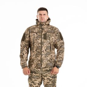 Куртка soft shell пиксель ВСУ 64 размер, Демисезонная тактическая армейская водоотталкивающая софтшелл на флис