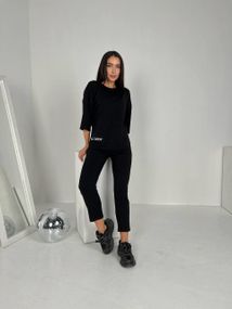 Женский спортивный прогулочный костюм с укороченными штанами NB24003 черный, размер 46/48