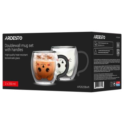 Набор чашек Ardesto Animals BAR 250 мл 2 шт прозорий (AR2625BAR) | Зображення 3