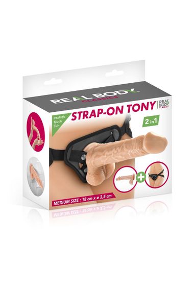 Женский страпон-трусики 2в1 Real Body — Tony: длина 18 см, диам. 3,5 см, трусики и фаллоимитатор на | Зображення 2