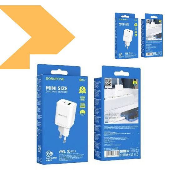 Мережевий зарядний пристрій з швидкою зарядкою 20W PD та QC3.0 XPRO BN7 (33156-01_181) | Зображення 1